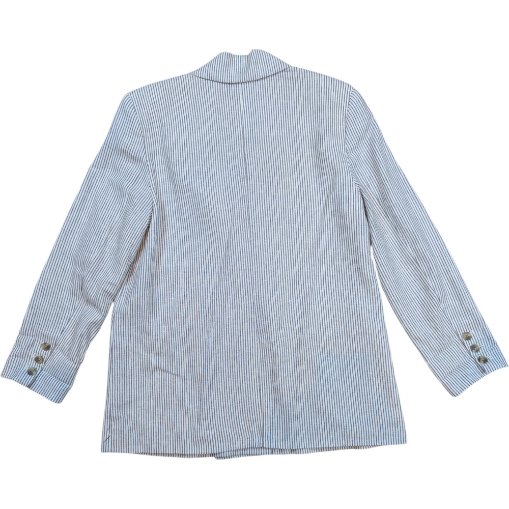 Linen Blend Pinstripe Double Breasted Blazer - Picture 5 of 8